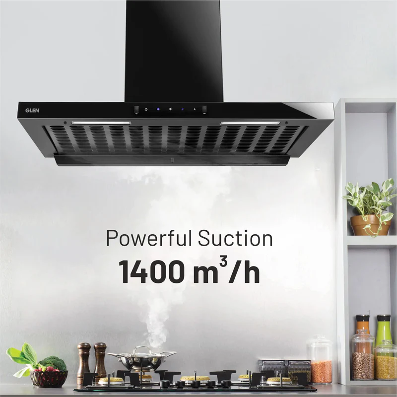 Glen Under Cabinet Auto Clean Chimney with 90cm, 1400 m3/h (CH6052UCAC90) - Image