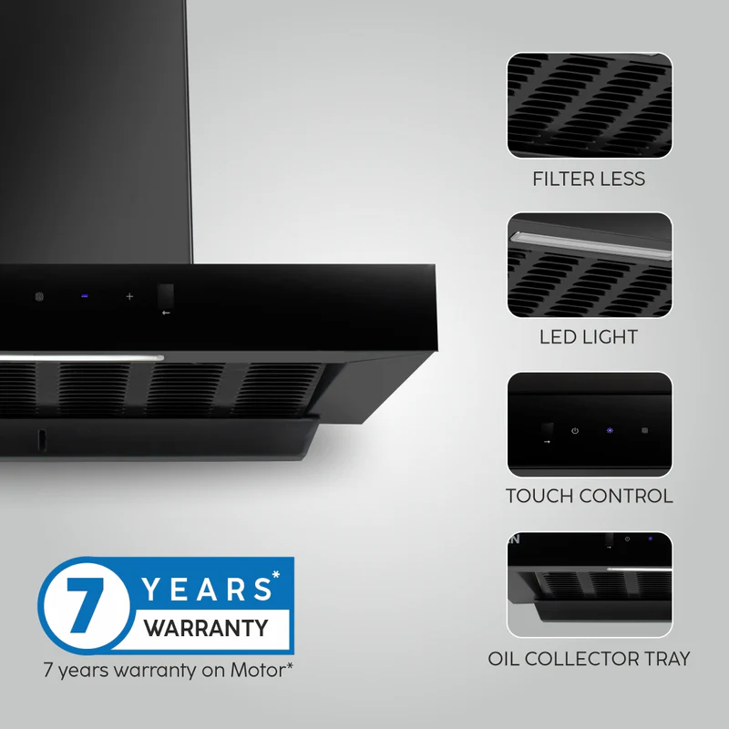 Glen Auto Clean Slim Chimney 90cm, 1200 m3/h (6052 SLIM BL AC) - Image