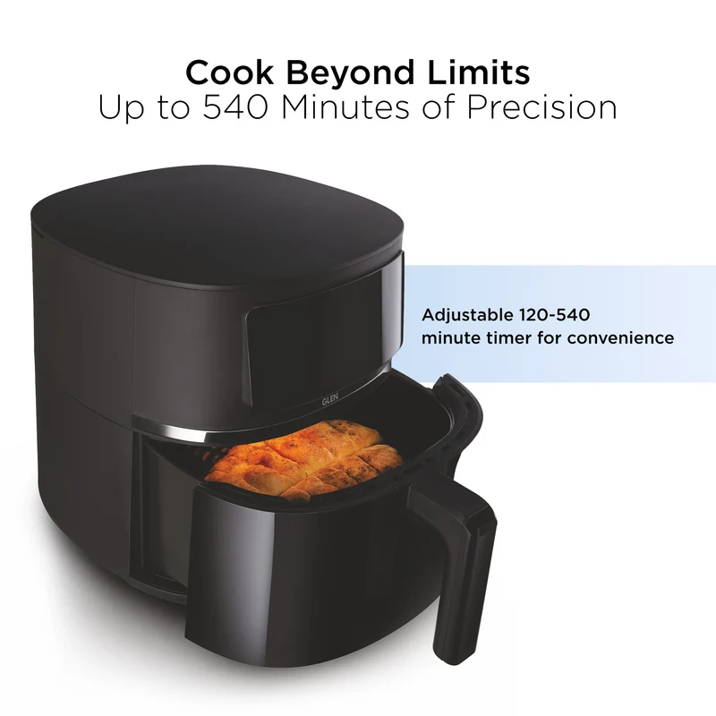 Glen Digital Air Fryer 6 Litre Capacity with 8 Pre Set Menu Timer, Temperature Control, 1500W - Black (SA3062DIGI) - Image