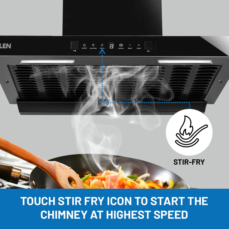 Glen Auto Clean Chimney with Heat Sensor, 1600 m³/h - 76 cm (CH6053HSRDCBAC) - Image