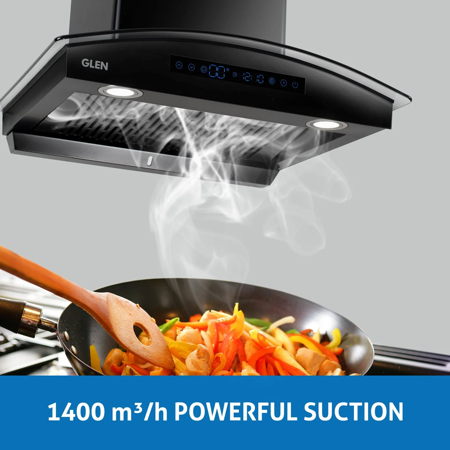 Glen Auto Clean Chimney with digital display 1400 m³/h - 76 (6069 BL BLDC AC ) - Image