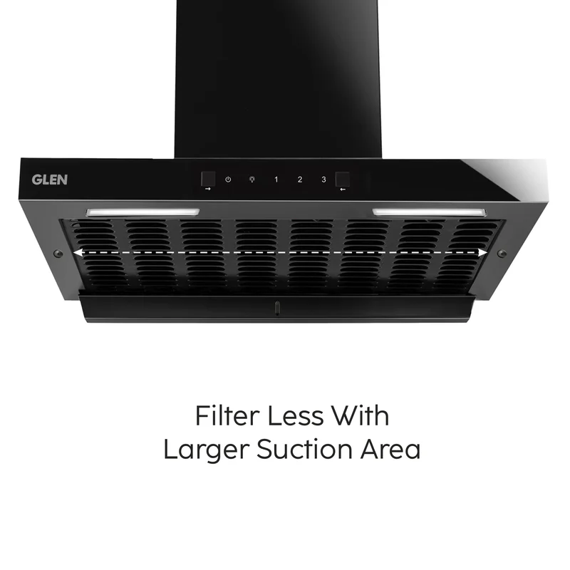 Glen Auto Clean Chimney with Heat Sensor, 76 1400 m3/h - Black (CH 6052 HSR BL AC)  Glen Auto Clean Chimney with Heat Sensor, 90 1400 m3/h - Black (CH 6052 HSR BL AC) - Image
