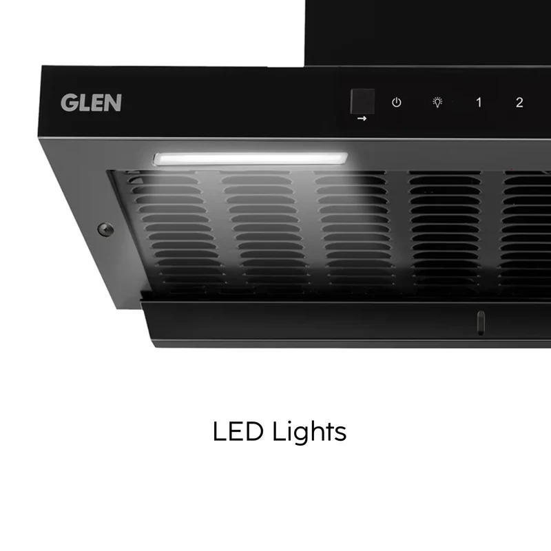Glen Auto Clean Chimney with Heat Sensor, 76 1400 m3/h - Black (CH 6052 HSR BL AC)  Glen Auto Clean Chimney with Heat Sensor, 90 1400 m3/h - Black (CH 6052 HSR BL AC) - Image