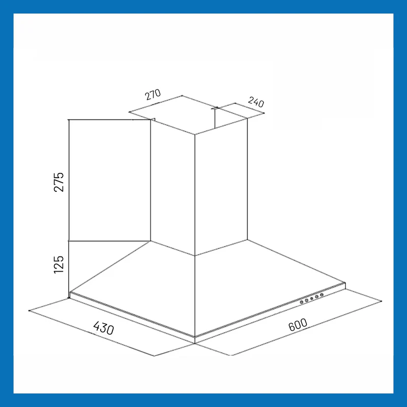 Glen Electric Kitchen Chimney, 60cm 1100 m³/h - Black (6050 IN BLK) - Image