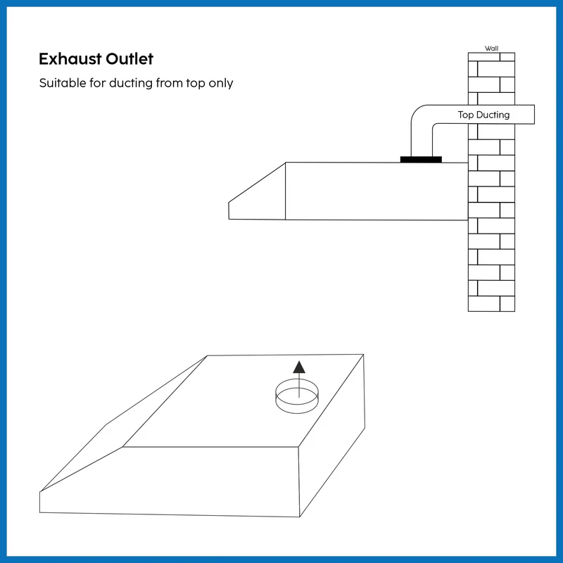 Glen Straight Line Chimney with Push Button 60cm 1000 m3/h -Black (6000 DX BL) - Image