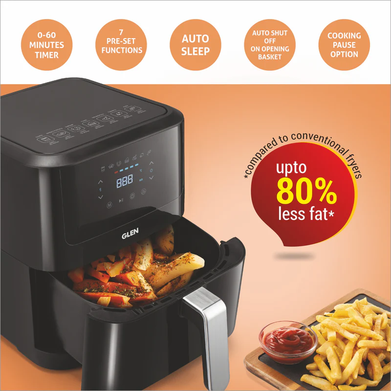 Glen Air Fryer, 6.0 Ltr Digital Controls, 7 Pre Set Menu 1500W -Black (SA3042DBL) - Image