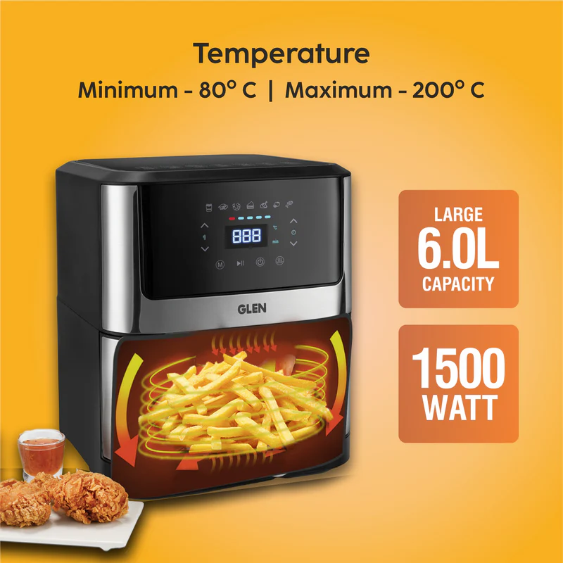 Glen Air Fryer, 6.0 Litre Digital Controls, 7 Pre Set Menu 1500W (3043 DSS) - Image