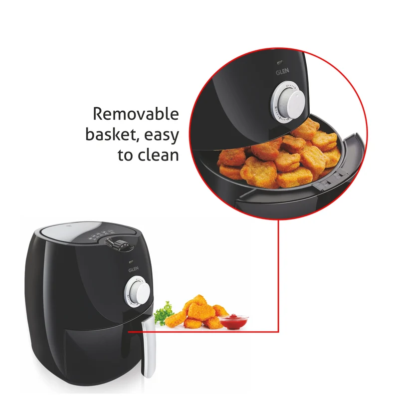 Glen Electric Air Fryer 2.8 Litres, 1350w Rapid Air Technology, Black (3044) - Image