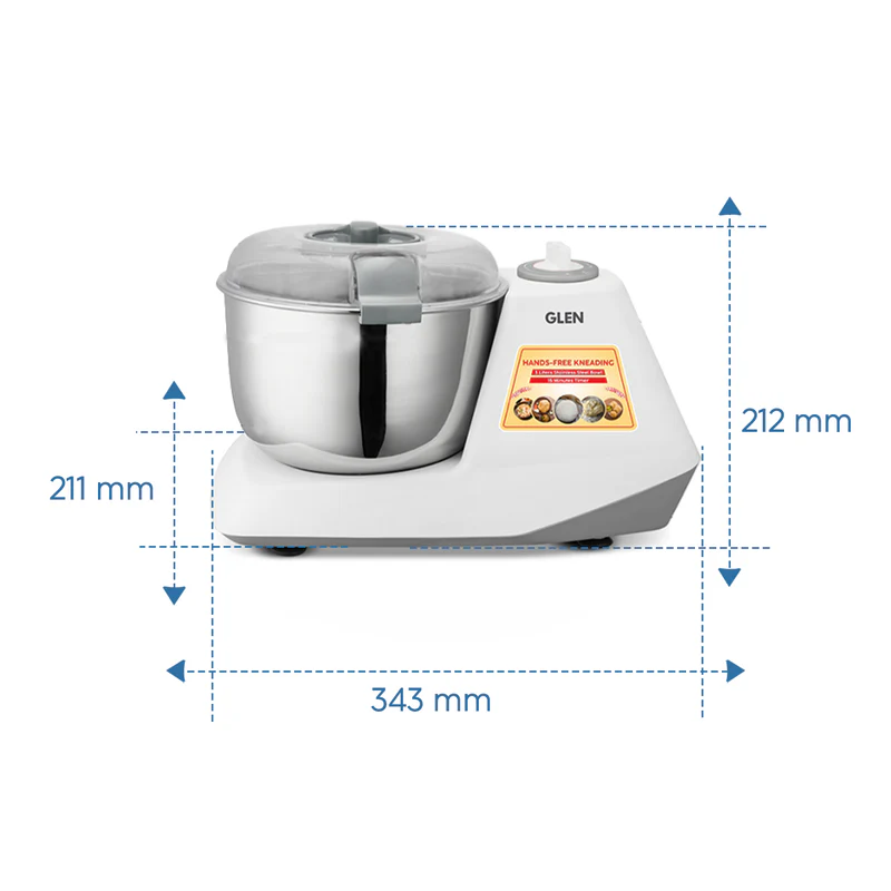 Glen Atta Kneader Dough Maker 650 W with Hands-free kneading & 3 Litres Large SS Bowl (SA3032DM) - Image