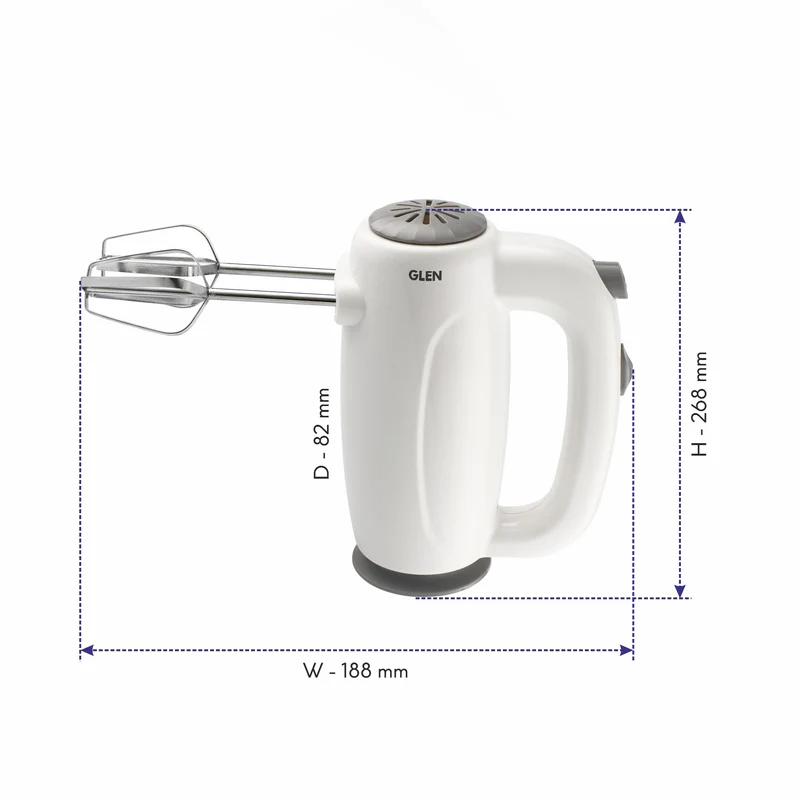 Glen Electric Hand Mixer 125 W 2 Beaters with 5 Speed Settings - White (4059) - Image
