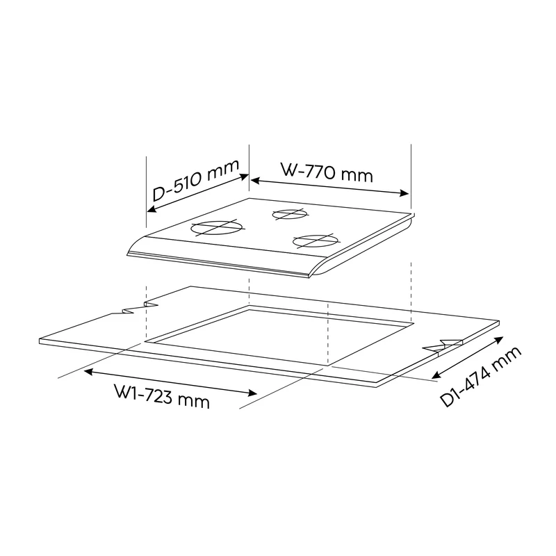 Glen 3 Burner Glass Hob Top Total Brass Burners (1073XLCIHTTTRMG) - Image