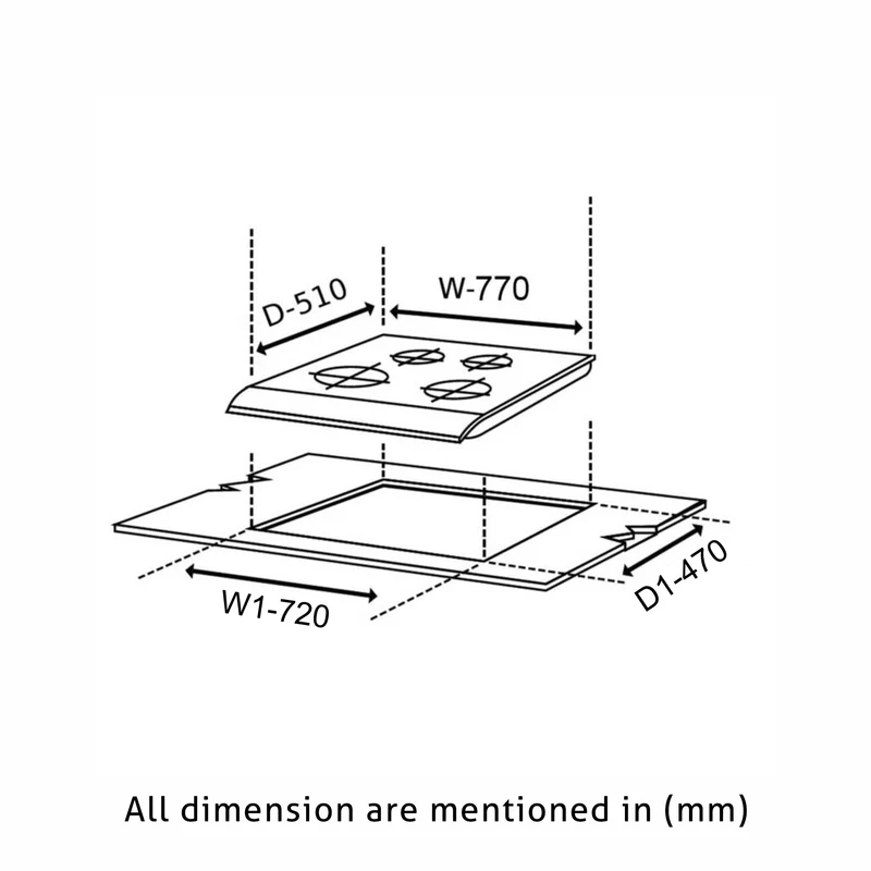 Glen 4 Burner Glass Gas Hob Top Forged Brass Burner(1074 SQHTDBTR) - Image