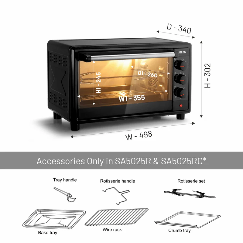 Glen Oven Toaster Griller (OTG) - 25 Litre 1700W - Black (SA5025) - Image