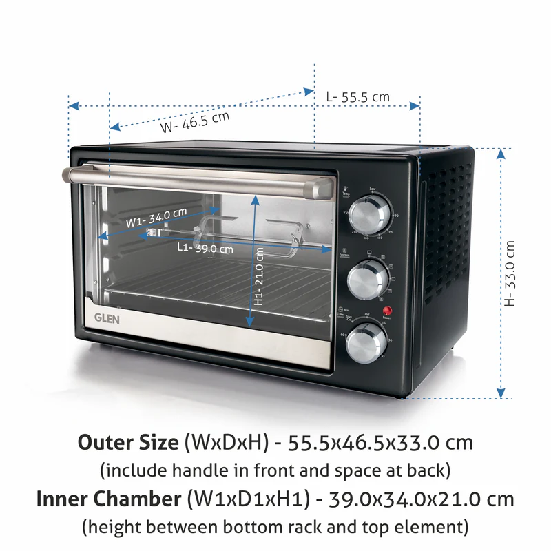 Glen Oven Toaster Griller (OTG) -42 Litres, Motorized Rotisserie, Convection Fan, 2000W - Black (SA5042BLRC) - Image