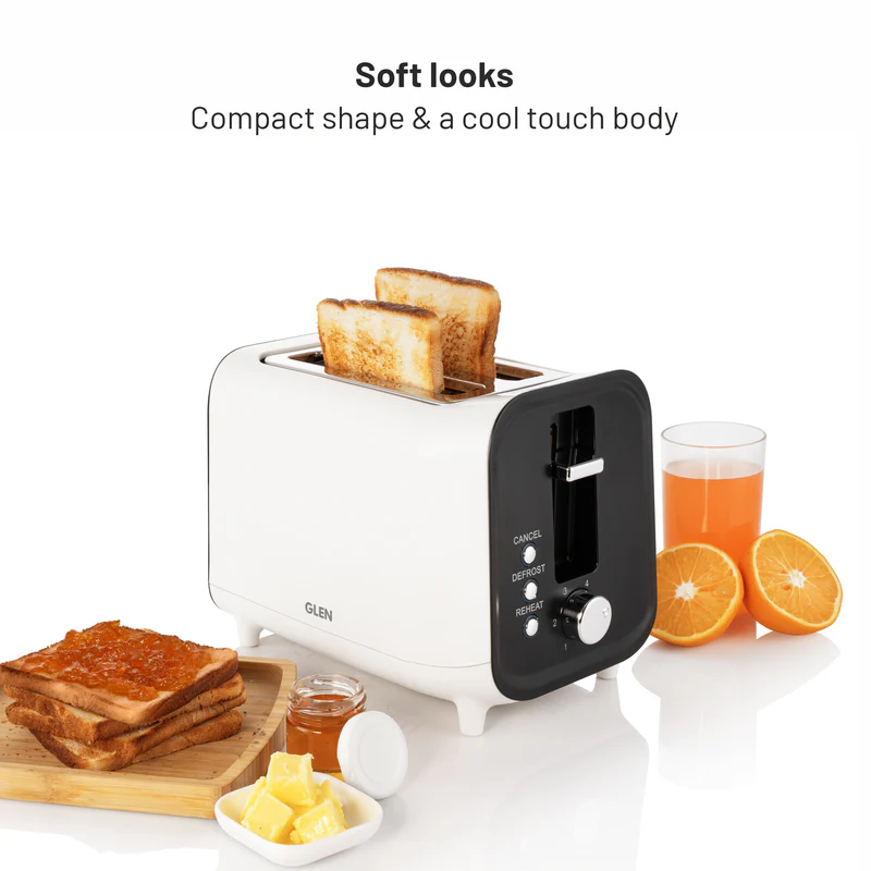 Glen Electric Auto Pop-up 2 Slice Toaster, 750W, 6 Level Browning Control, Removable Crumb Tray - White SA3014 - Image