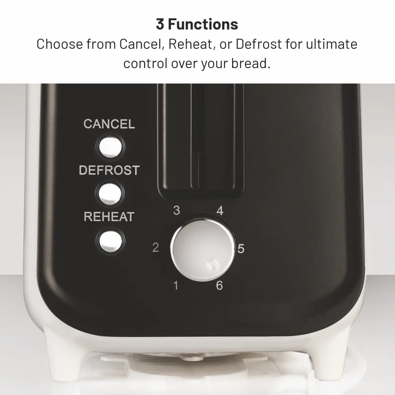 Glen Electric Auto Pop-up 2 Slice Toaster, 750W, 6 Level Browning Control, Removable Crumb Tray - White SA3014 - Image