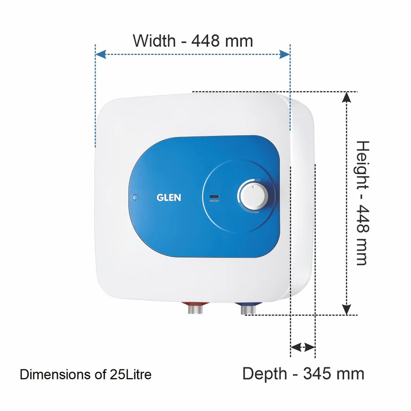 Glen Water Heater 2000W 8 Bar Pressure Glasslined Element and Tank, Temperature control (7054) - 15L - Image