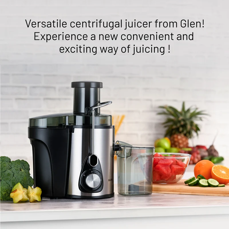 Glen Centrifugal Juicer 600W, Full Apple Feeding Tube 600ml Juice Collector, Stainless Steel Filter (4019) - Image
