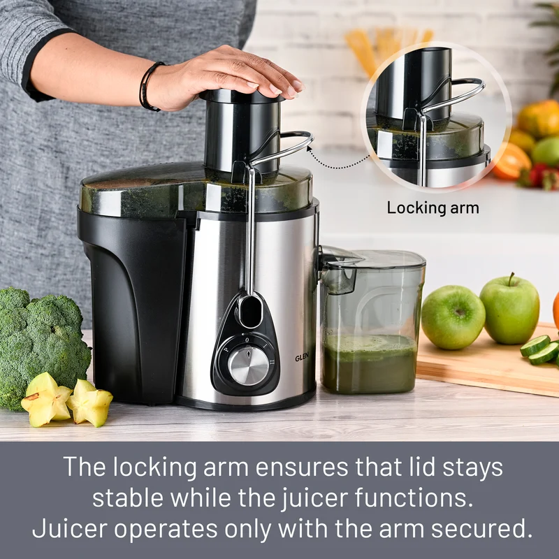 Glen Centrifugal Juicer 600W, Full Apple Feeding Tube 600ml Juice Collector, Stainless Steel Filter (4019) - Image