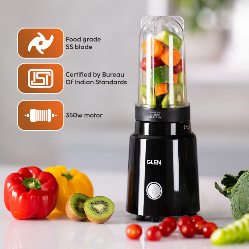 Glen Active-Blender, 350W Grinder Blender, 2 Unbreakable Food Grade Jars with Sipper Cap (SA4048NSIP) - Image