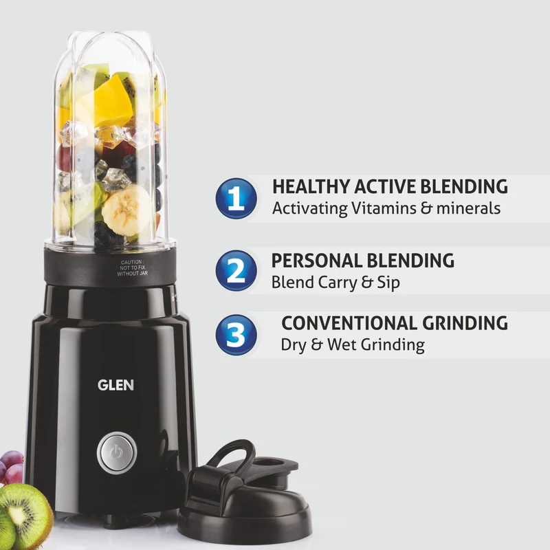 Glen Active-Blender, 350W Grinder Blender, 2 Unbreakable Food Grade Jars with Sipper Cap (SA4048NSIP) - Image