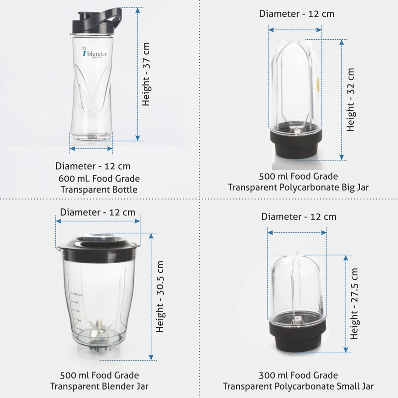 Glen Active-Blender Multi Fuction, 350W, 20000 RPM Mixer, Grinder, Blender, Juicer, 1 Bottle and 3 Jars (4048 NMF) - Image