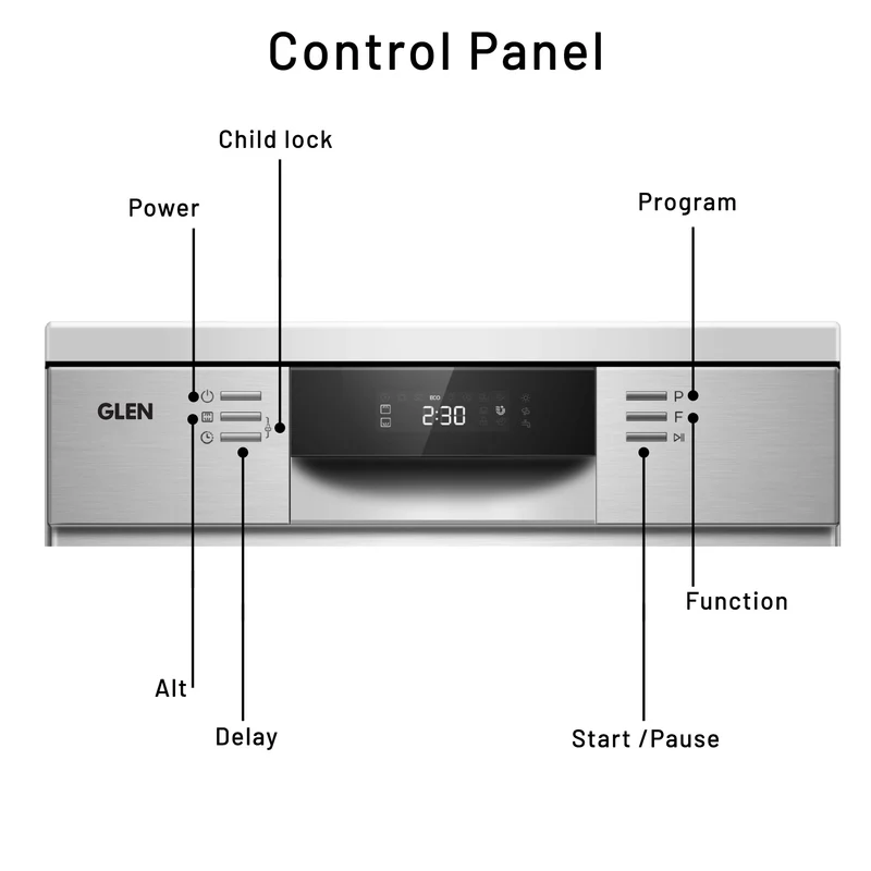 Glen Built-in-Dishwasher 14 Place Setting SS Panel Electronic Controls (DW-7735M) - Image