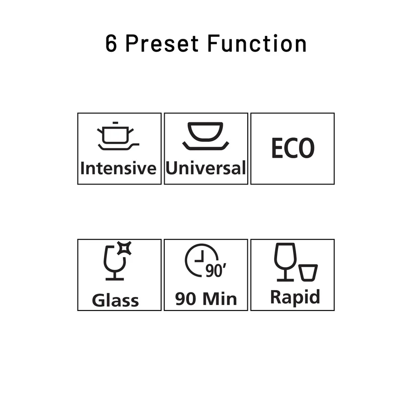 Glen Free Standing Dishwasher 12 Place Setting SS Panel Electronic Controls (DW-5201FS) - Image