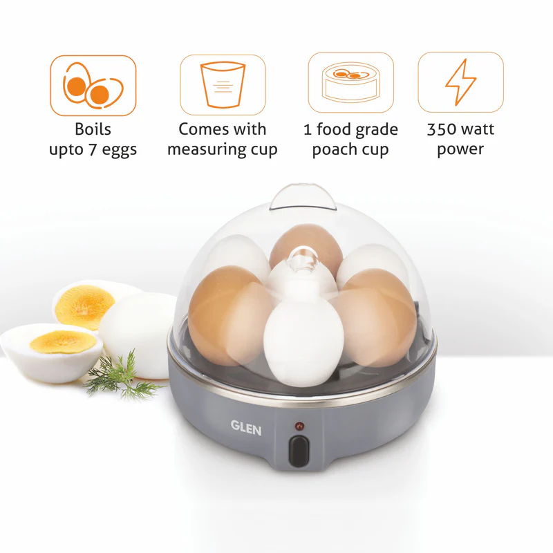 Glen Egg Boiler Boils 7 Eggs, 1 Poaching Cup, Auto shut Off, 350W (3040EB7) - Image