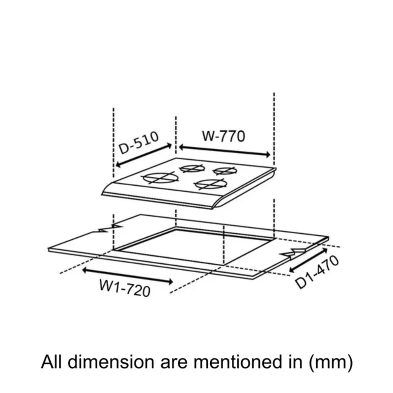 Glen 4 Burner DFVS Glass Hob Forged Brass Burners (BH1074DFHT2TR77) - Image