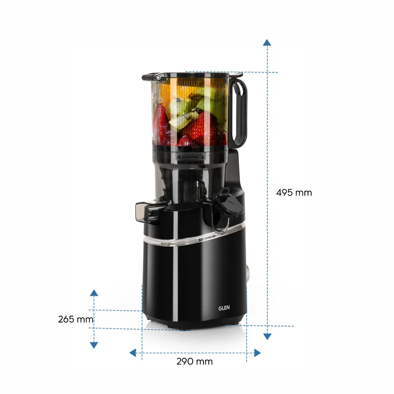 Glen Hopper Slow Juicer 130mm Large Feed, Juice and Pulp containers, Low Noise 250W (SA-4016HSJ) - Image