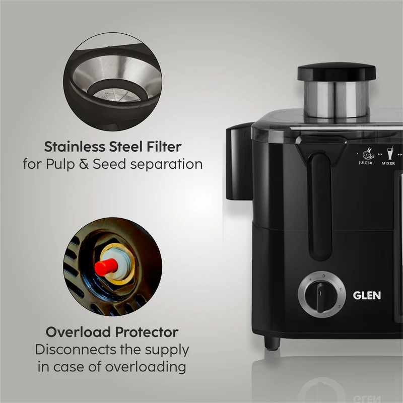 Glen Juicer with Stainless steel filter & 2 Speed Settings with Pulse Function, 600W - Black (4014JU) - Image