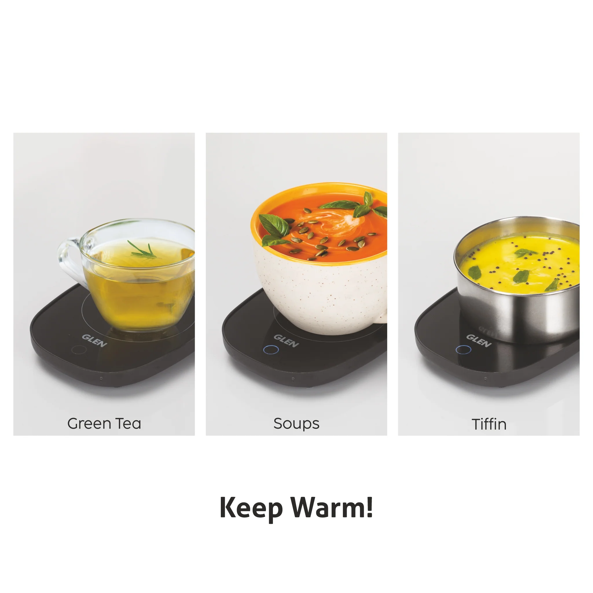 Glen Electric Coffee Mug Warmer Plate with Auto Shut Off and Heating Function 16 Watt (SA 3000) - Image
