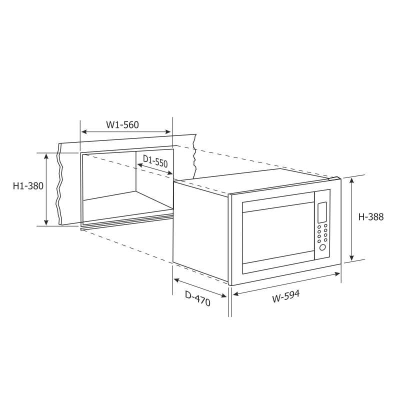 Glen Built in Microwave with Convection Jog wheel Control 25 Ltr (MO 674) - Image