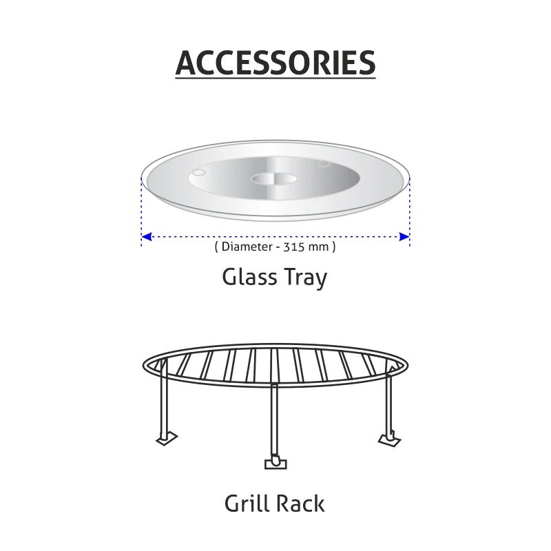 Glen Built In Microwave with Grill 25Ltr Glass Finish (MO 676) - Image