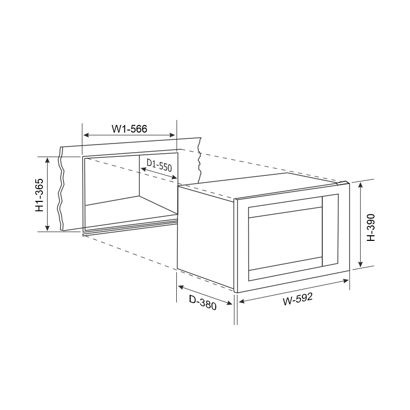 Glen Built In Microwave with Grill 25Ltr Glass Finish (MO 676) - Image