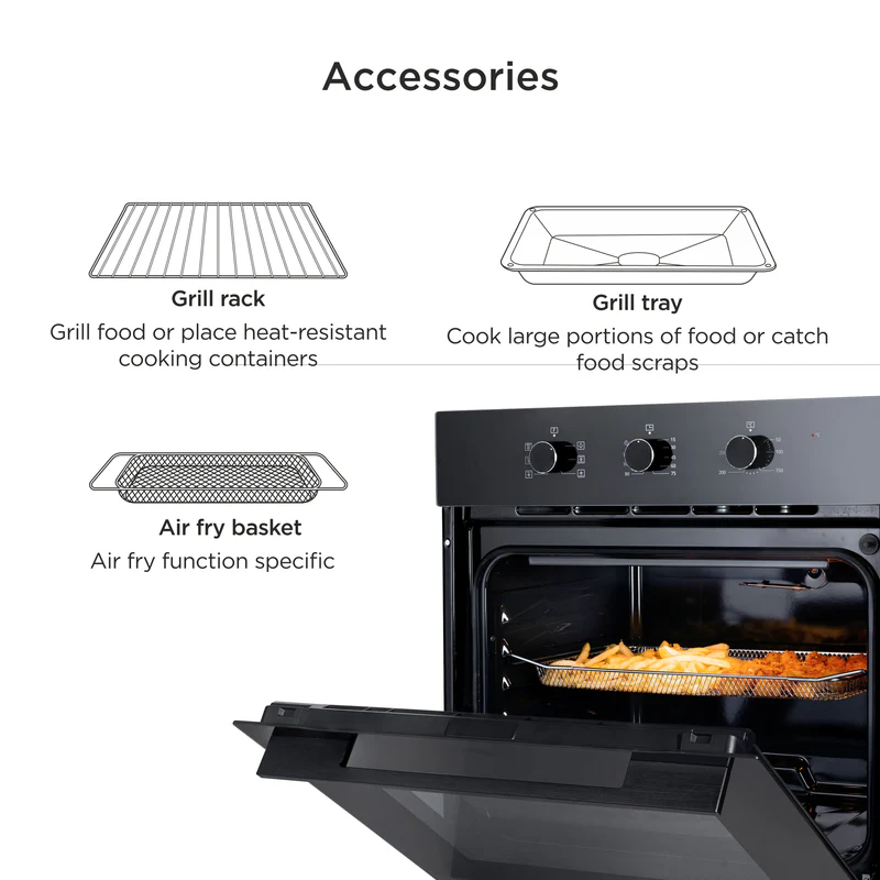 Glen Built in Oven Air Fryer 60Ltr with Convection Fan and 3 Control Knobs (BO662AF) - Image