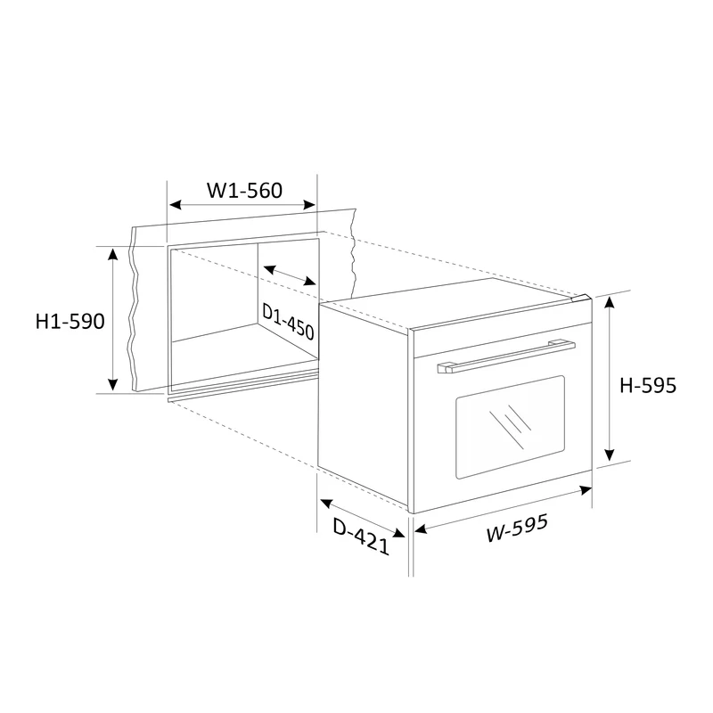 Glen Built in Oven Air Fryer 60Ltr with Convection Fan and 3 Control Knobs (BO662AF) - Image