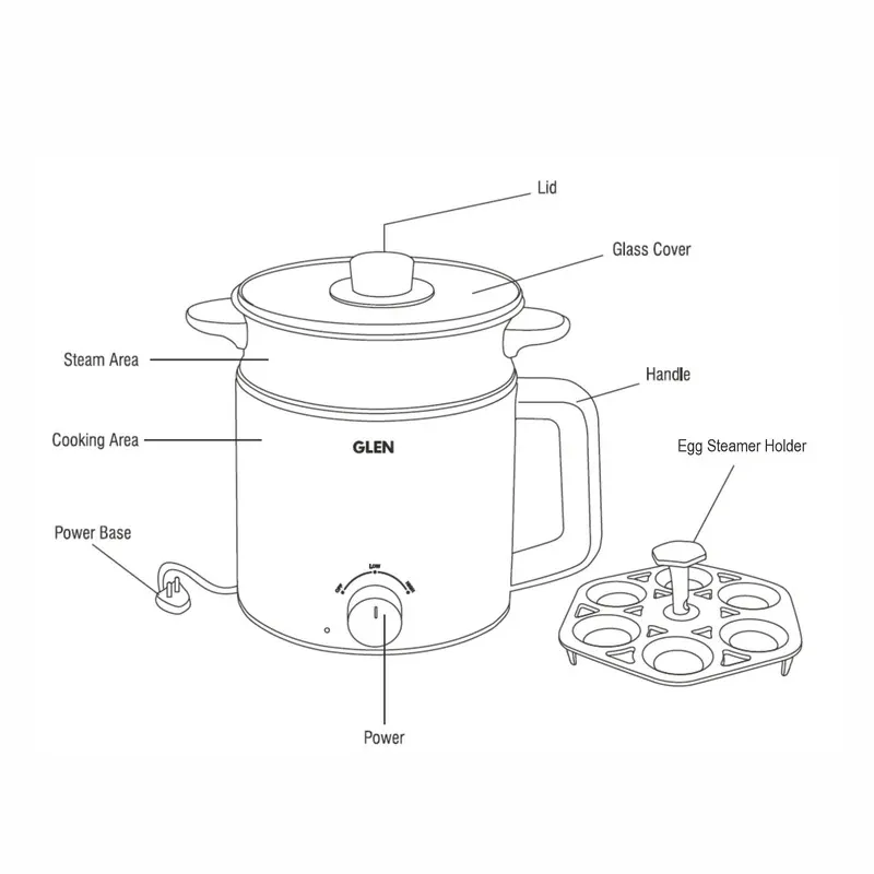 Glen Student Combo – Multi Cooker, Electric Kettle & 1400W Induction Cooktop | 3-in-1 Affordable Kitchen Appliance Combo - Image