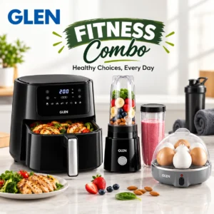 Glen Fitness Combo – 4.2L Digital Air Fryer, Blender & 7 Egg Boiler | 3-in-1 Healthy Cooking Appliance Combo