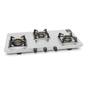 Glen 3 Burner Ultra Tuff Stainless Steel Gas Stove with Multi Ring Forged Brass Burner & Drip trays (CT1053UTDTSS)