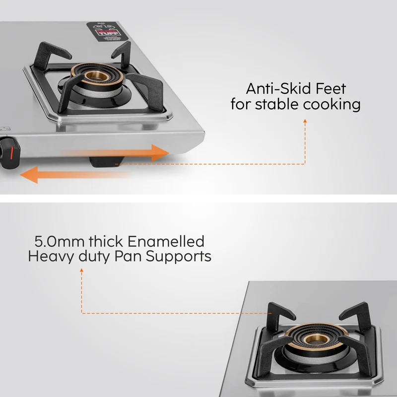 Glen 3 Burner Ultra Tuff Stainless Steel Gas Stove with Multi Ring Forged Brass Burner & Drip trays (CT1053UTDTSS) - Image