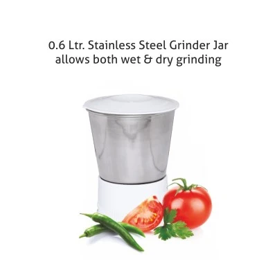 Glen 3-in-1 Juicer Mixer Grinder 500W with 1 Transparent Liquidiser, 1 Stainless Steel Grinder Jars - White (4010) - Image