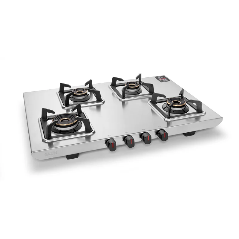 Glen 4 Burner Ultra Tuff Stainless Steel Gas Stove with Multi Ring Forged Brass Burner & Drip trays (CT1054UTDTSS) - Image