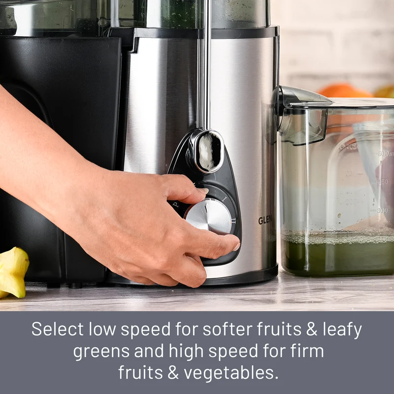 Glen Centrifugal Juicer 600W, Full Apple Feeding Tube 600ml Juice Collector, Stainless Steel Filter (4019) - Image