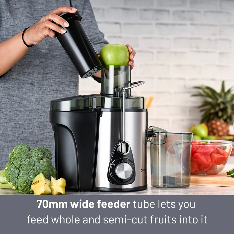 Glen Centrifugal Juicer 600W, Full Apple Feeding Tube 600ml Juice Collector, Stainless Steel Filter (4019) - Image