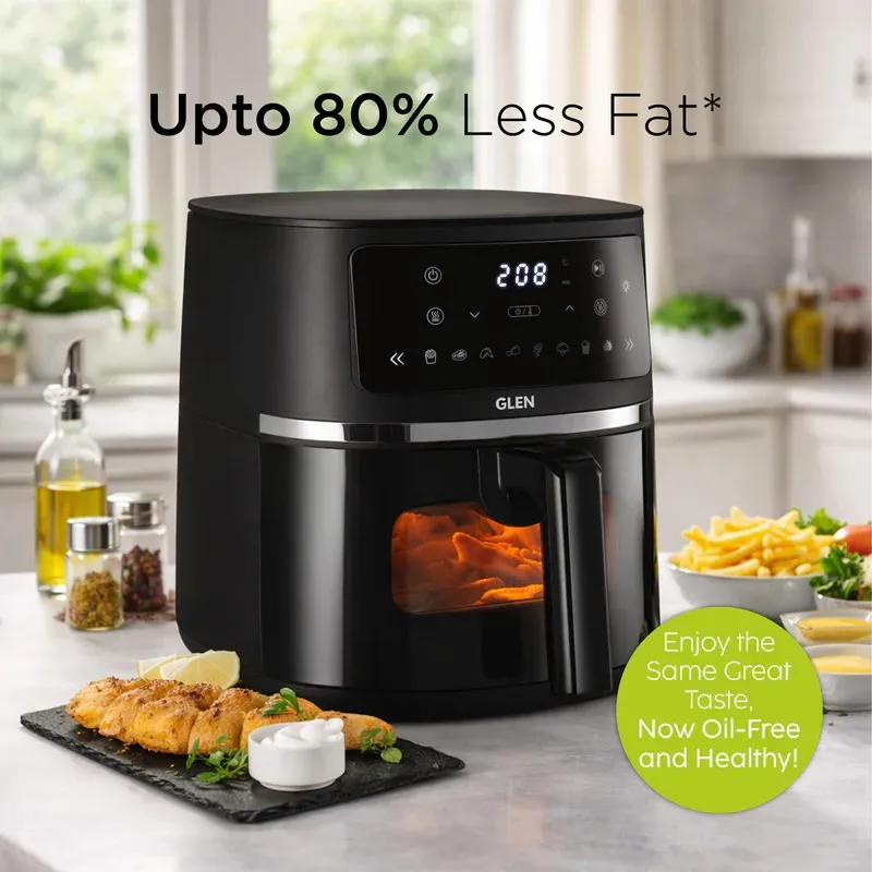 Glen Digital Air Fryer 4.2 Litre Capacity with 8 Pre Set Menu Timer, Temperature Control, 1350W -Black (SA3061DIGI) - Image