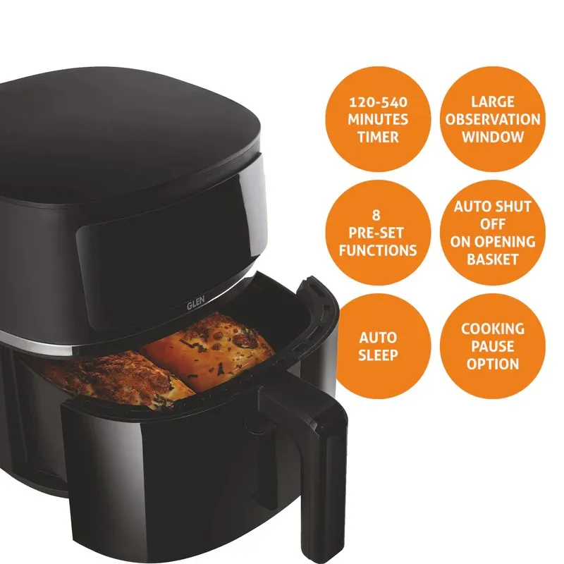 Glen Digital Air Fryer 4.2 Litre Capacity with 8 Pre Set Menu Timer, Temperature Control, 1350W -Black (SA3061DIGI) - Image