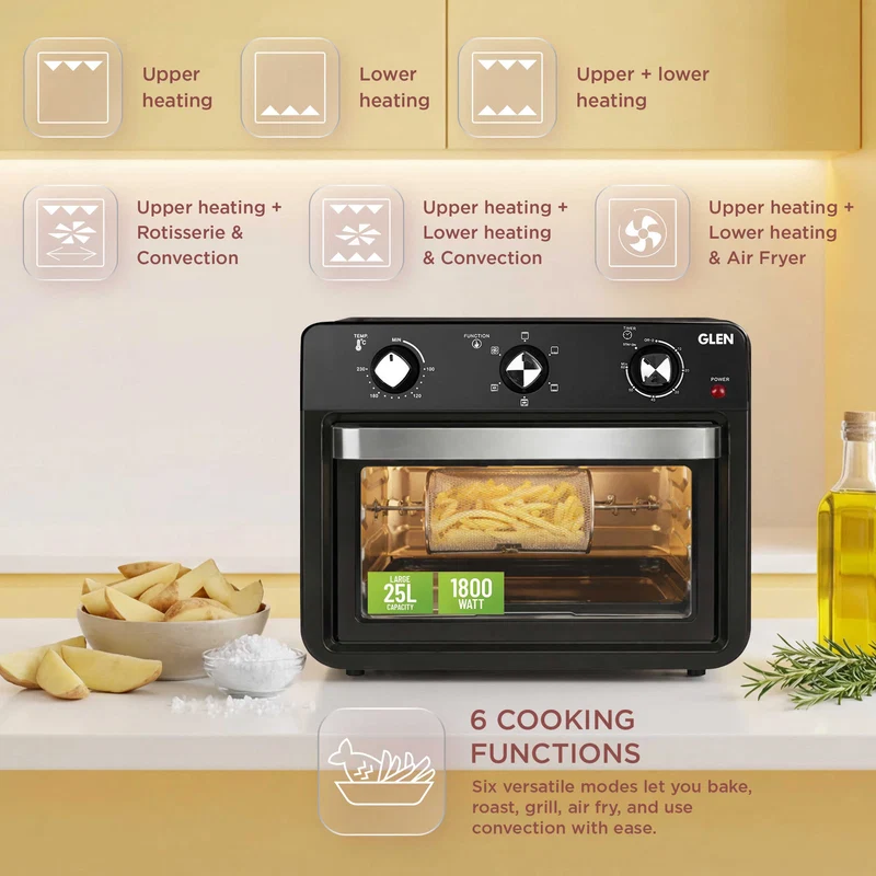 Glen Air Fryer Oven 25 Ltr Time and Temperature Control, 1800W (SA3050AFO) - Image