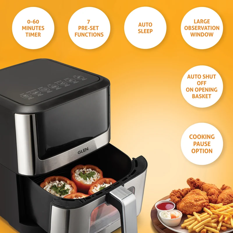 Glen Air Fryer, 6.0 Litre Digital Controls, 7 Pre Set Menu 1500W (3043 DSS) - Image